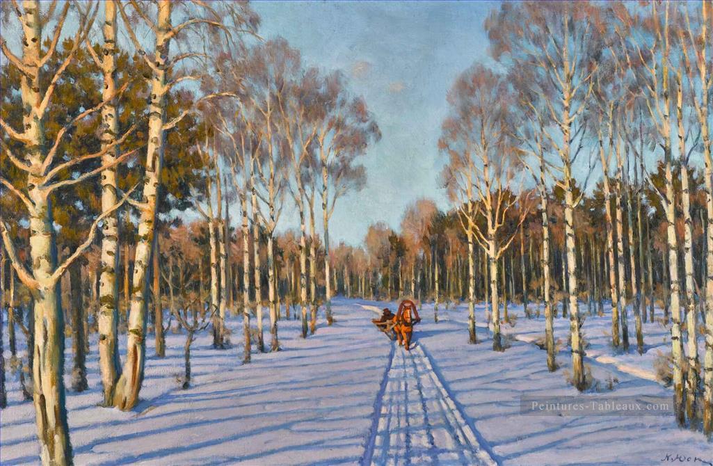 A BEAUTIFUL DAY IZMAILOVO Konstantin Yuon bois paysager d’arbres Peintures à l'huile